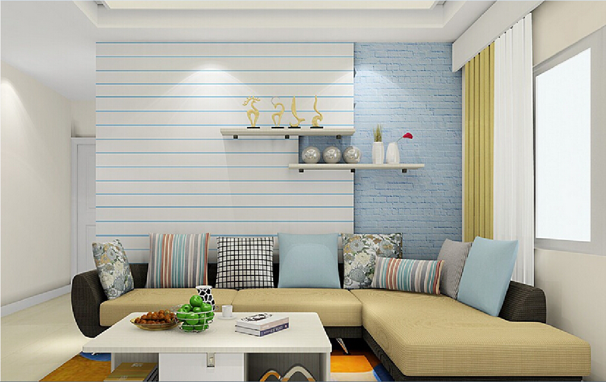 Unique Living Room Striped Wallpaper for Large Space