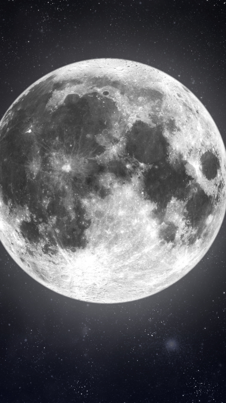 Moon In Space Dark Telescopic View Wallpaper Full Moon Sticker 750x1334 Wallpaper Teahub Io