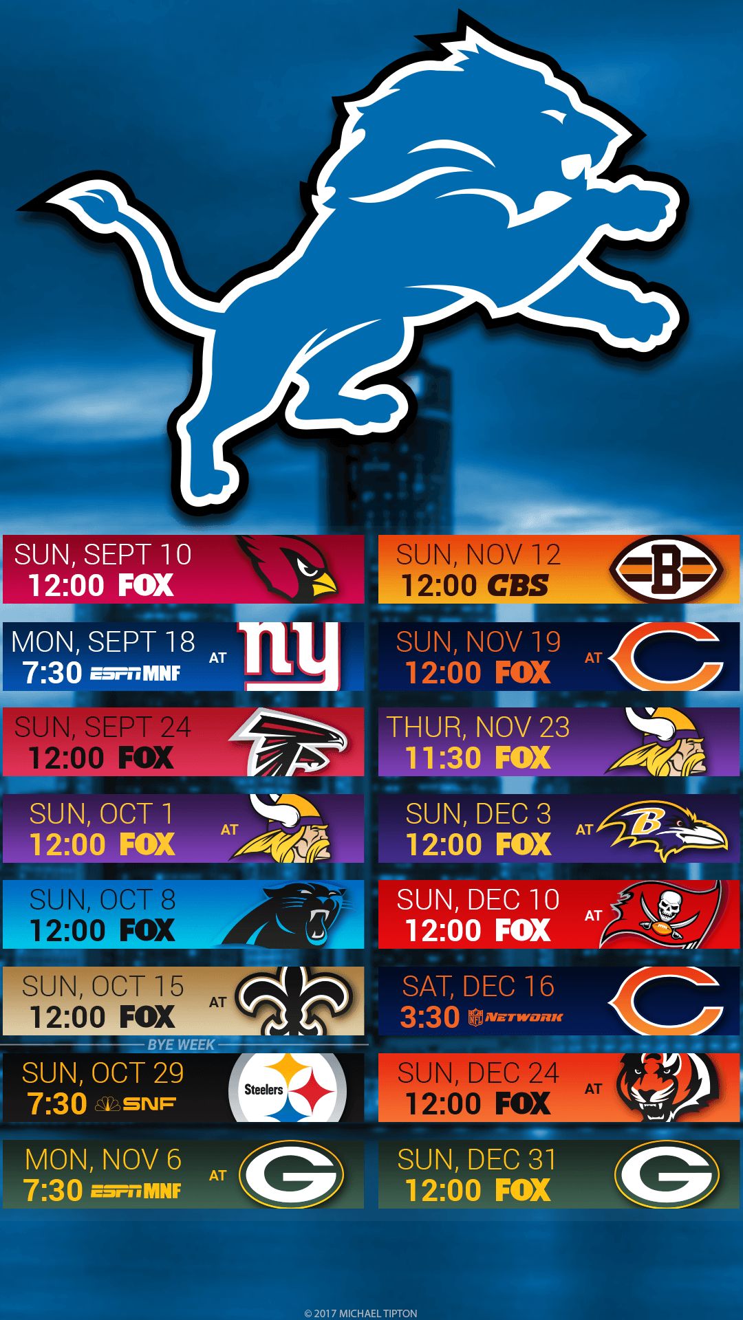 Detroit Lions 2019 Schedule 1080x1920 Wallpaper teahub.io