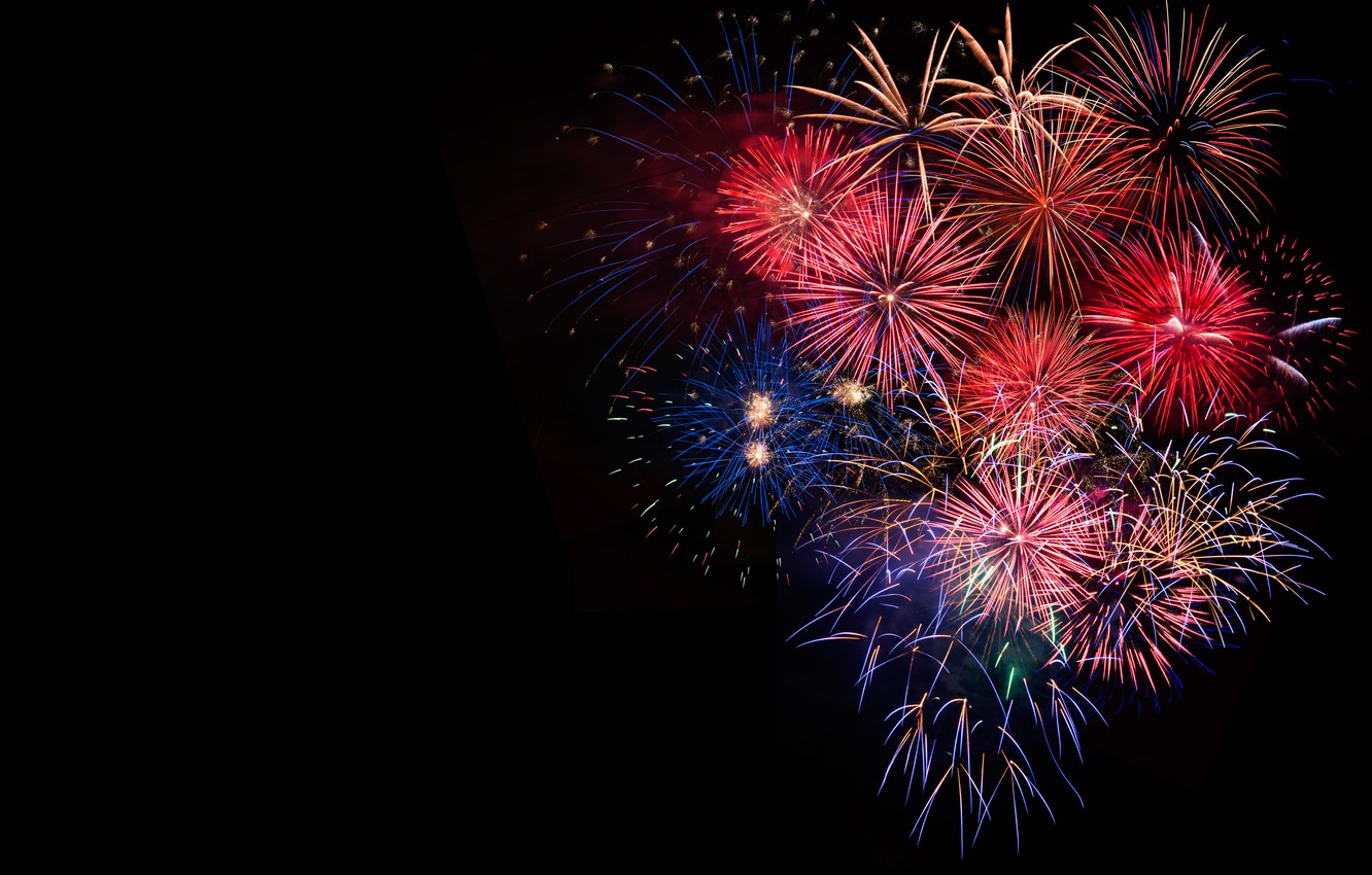 Photo Wallpaper Salute, Colorful, New Year, Fireworks, - Fireworks Black  Background - 1332x850 Wallpaper 