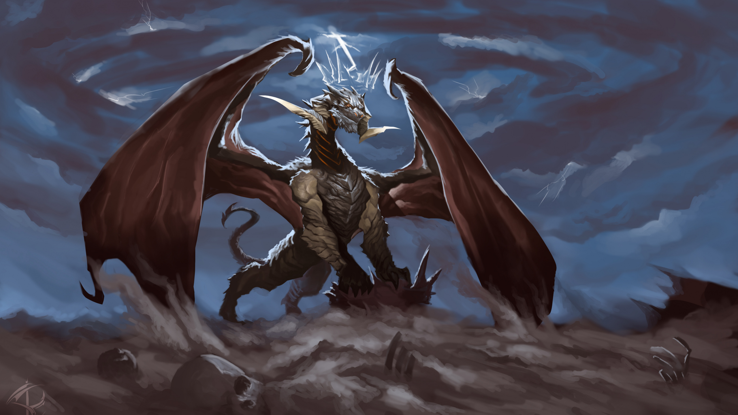 Wallpaper Dragon, Fantasy, Art, Dark - Dragon Art 4k - 2560x1440 ...