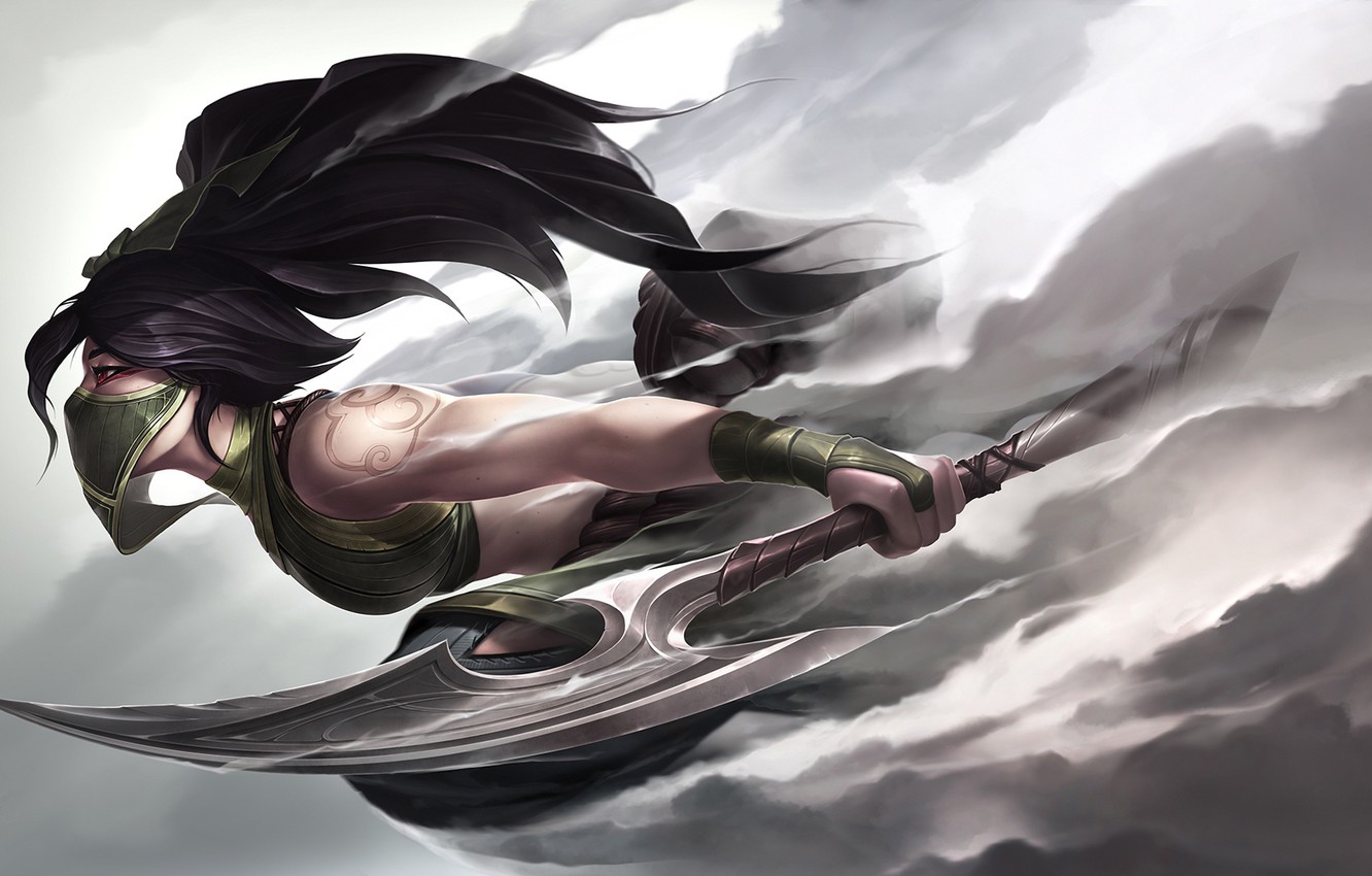 Photo Wallpaper Girl, Art, Akali, League Of Legends, - Akali The Rogue ...