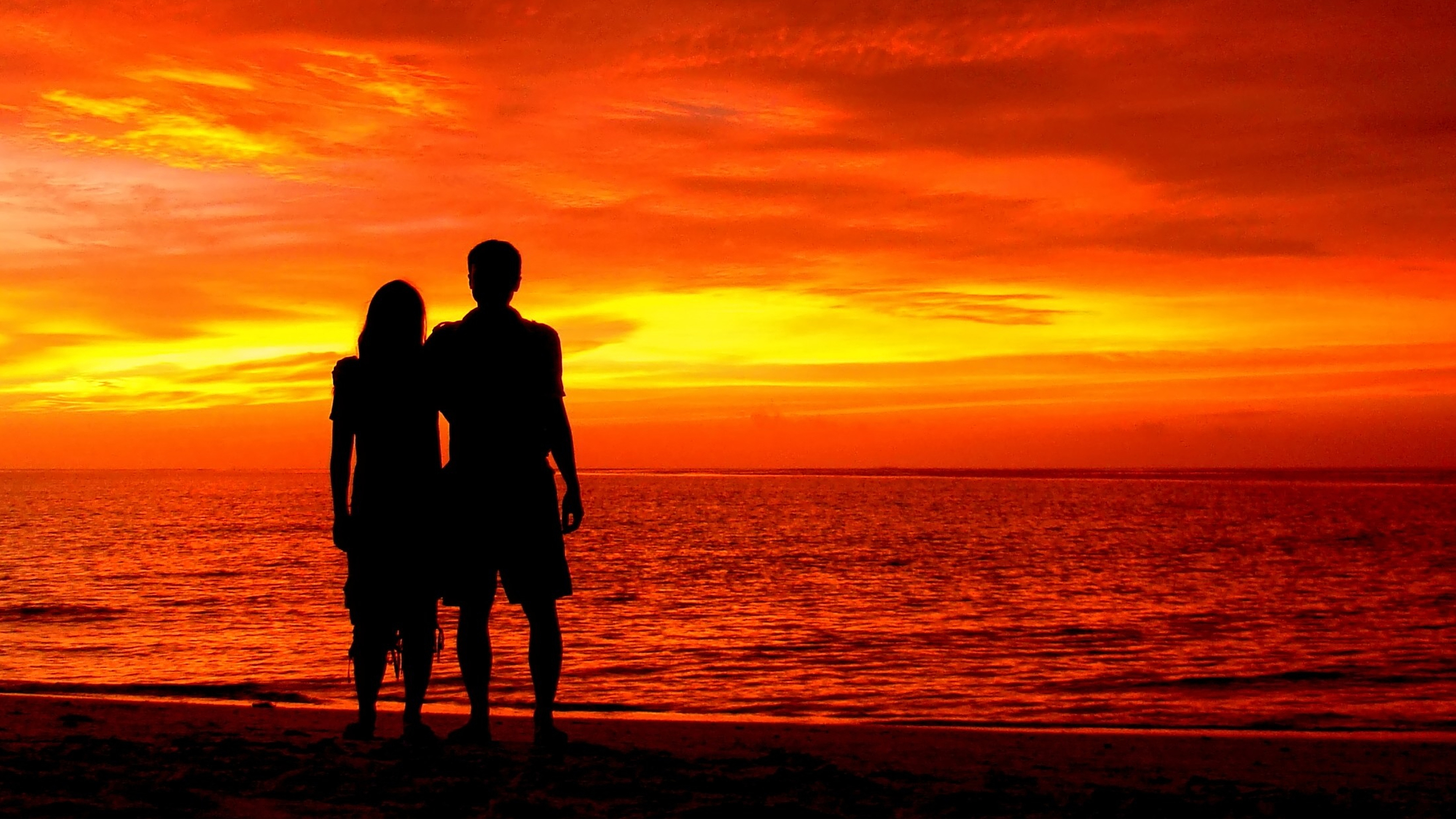 Romantic Couple Silhouette Sunset 3840x2160 Wallpaper Teahub io