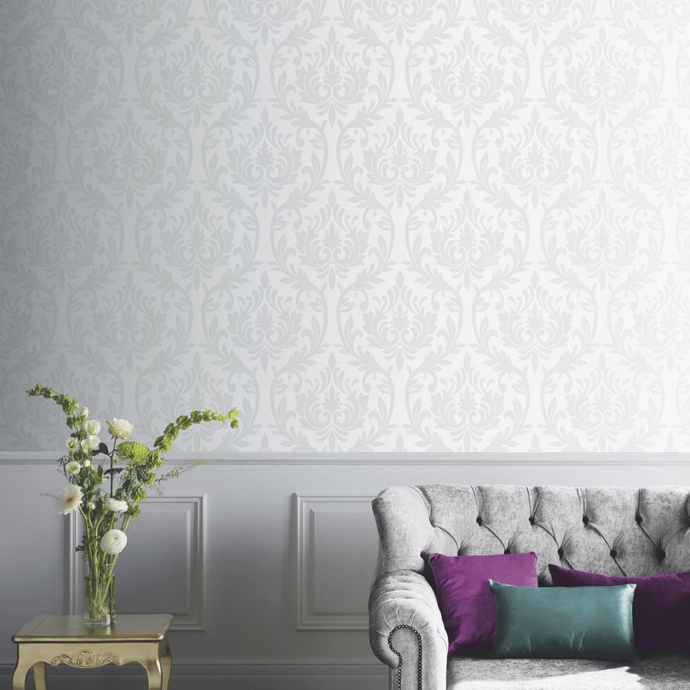 Download Grey Damask Wallpaper Living Room - Teahub.io