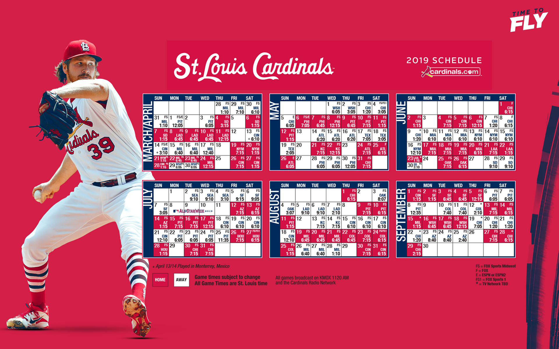 Cardinals Schedule The schedule is typically released end of april