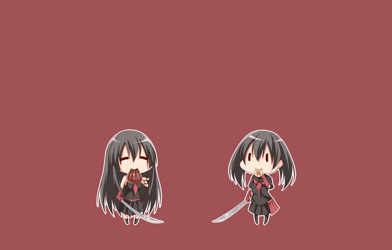 Photo Wallpaper Minimalism, Chibi, Katana, Jaegers, - Akame Ga Kill ...