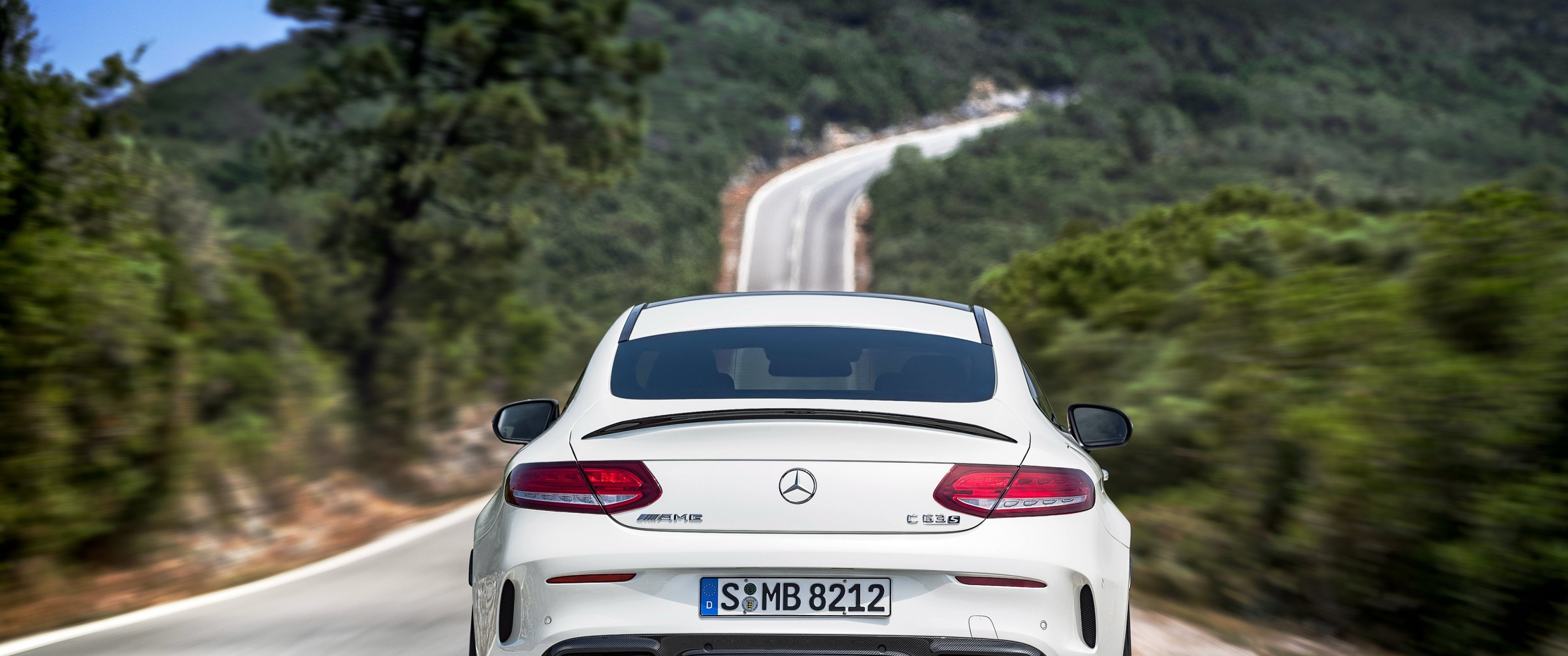 Mercedes Amg C63 S Coupe, Back View, White, Luxury, - Mercedes C63 Coupe - HD Wallpaper 