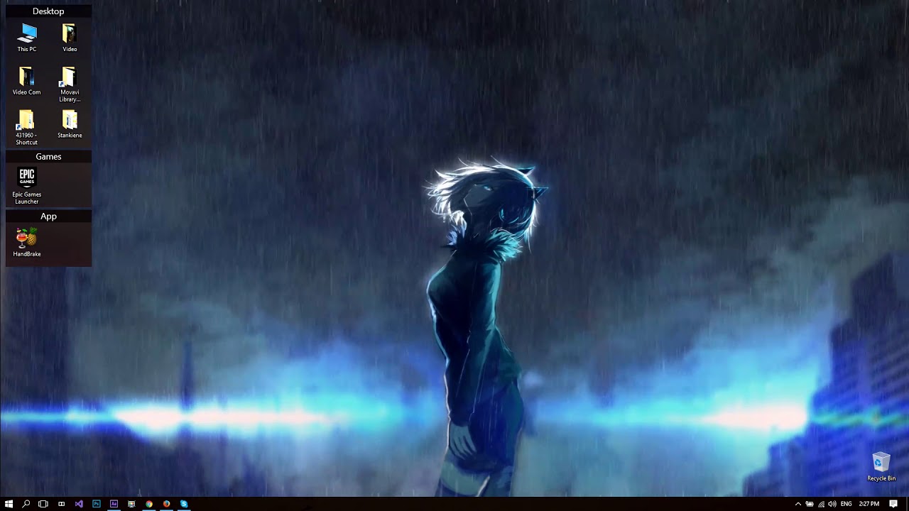 Anime Girl In The Rain - HD Wallpaper 