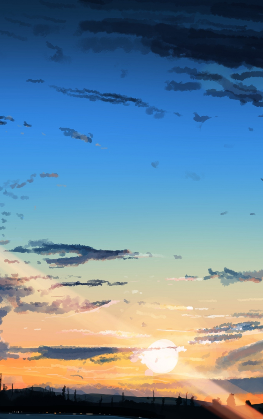Sunset, Sky Anime, Clouds, Original, Wallpaper - Anime Sunset